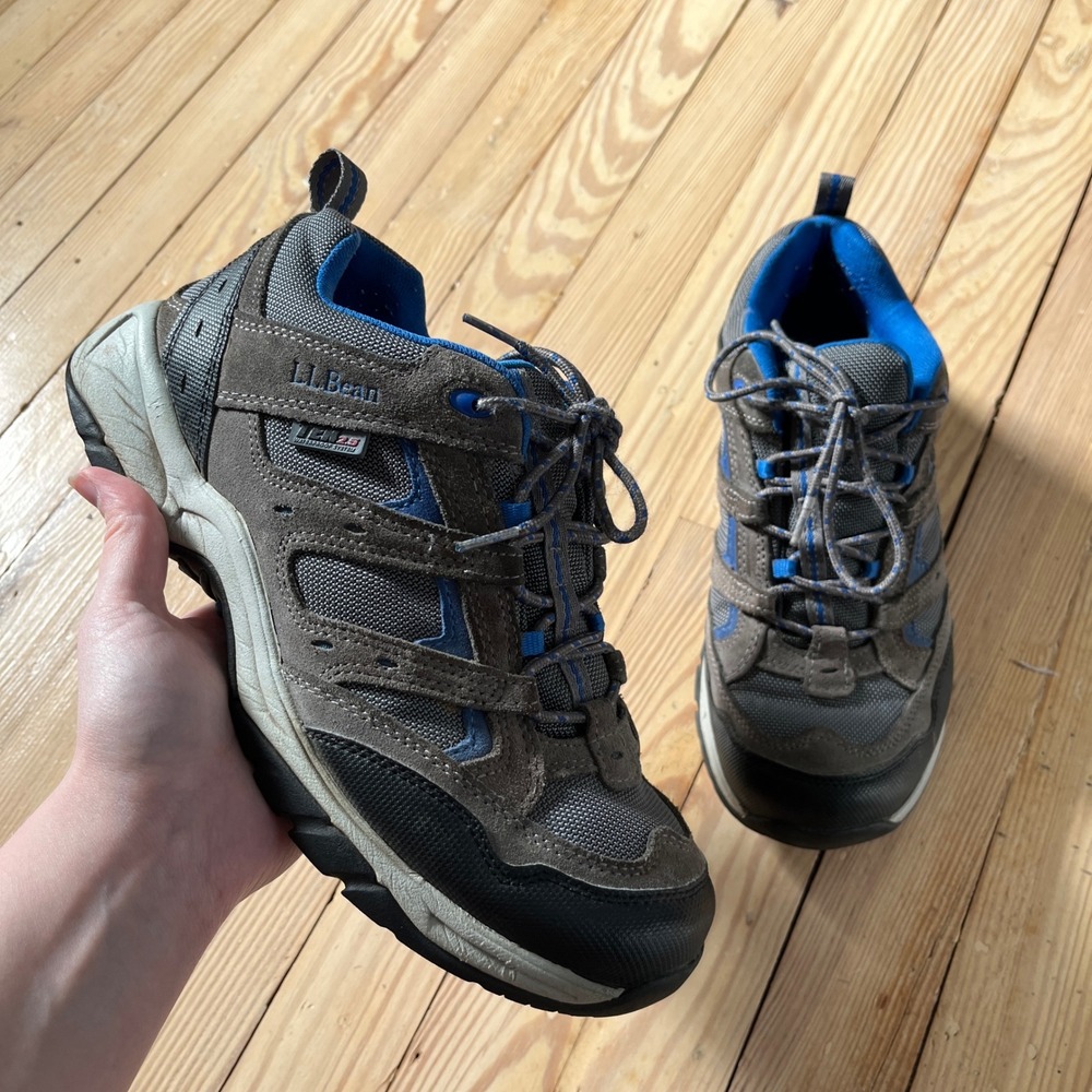 LL Bean Trail Model 4.0 Hiking Shoes Mens 9.5 Wide Brown Blue Waterproof TEK2.5